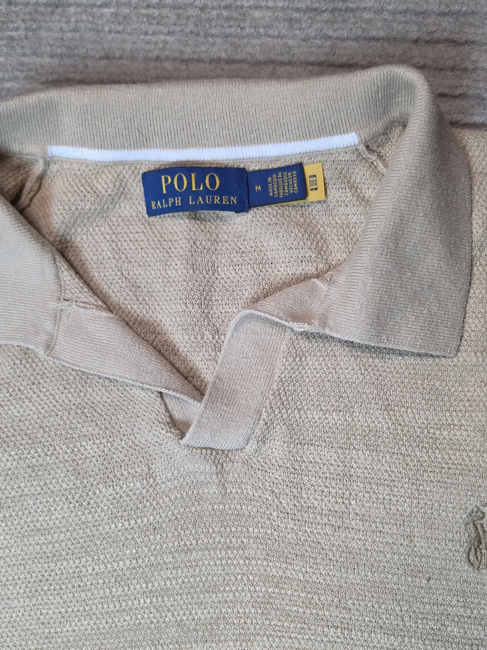 Polo Ralph Lauren Men's Cotton-Linen Johnny-Collar Sweater Tan Medium